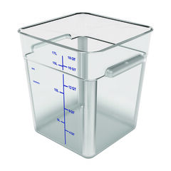 CFS BRANDS Squares Polycarbonate Food Storage Container, 18 qt, 11 13 x 11.13 x 12.58, Clear, Plastic