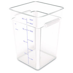 CFS BRANDS Squares Polycarbonate Food Storage Container, 22 qt, 11 13 x 11.13 x 15.72, Clear, Plastic