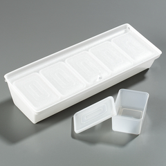 CFSSS10502CS - Carlisle - Caddy with 5 Ea 1-1/4 Pint Containers/Lids 19-3/4", 7-1/4", 4-1/4" - White