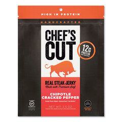 Chef's Cut Real Jerky Co. Real Steak Jerky, Chipolte Cracked Pepper, 2.5 oz Bag