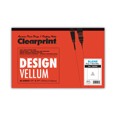 Chartpak Design Vellum Paper, 16lb, White, 11 x 17, 50 Sheets/Pad - CHA10001416