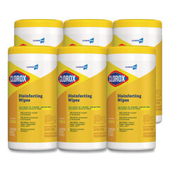 Clorox Professional Disinfecting Wipes, 7 x 8, Lemon Fresh, 75/Canister, 6/Carton
