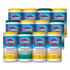 Clorox Professional Disinfecting Wipes, 7 x 8, Fresh Scent/Citrus Blend, 75/Canister, 3/Pack, 4 Packs/Carton