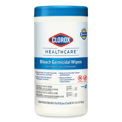 Clorox Professional Bleach Germicidal Wipes, 6 x 5, Unscented, 150/Canister