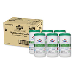 Clorox Professional Hydrogen Peroxide Cleaner Disinfectant Wipes, 9 x 6.75, Unscented, White, 95/Canister, 6 Canisters/Carton