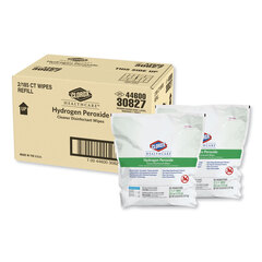 Clorox Professional Hydrogen Peroxide Cleaner Disinfectant Wipes, 12 x 11, Unscented, White, 185/Pack, 2 Packs/Carton