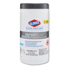 Clorox Professional VersaSure Cleaner Disinfectant Wipes, 1-Ply, 8 x 6.75, White, 85 Towels/Can