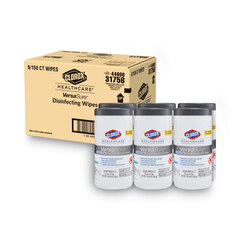 Clorox Professional VersaSure Cleaner Disinfectant Wipes, 1-Ply, 6.75 x 8, White, 150/Canister, 6 Canisters/Carton