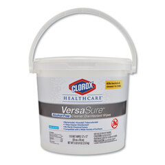 Clorox Professional VersaSure Cleaner Disinfectant Wipes, 1-Ply, 12 x 12, White, 110/Bucket