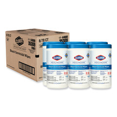Clorox Professional Bleach Germicidal Wipes, 6.75 x 9, Unscented, 70/Canister