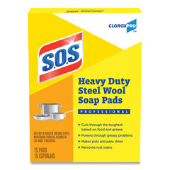 Clorox Professional Heavy-Duty Steel Wool Soap Pad, 15/Box, (12 Boxes/Carton)