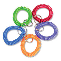 ControlTek Wrist Key Coil Key Organizers, Blue/Green/Orange/Purple/Red, 10/Pack