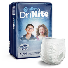 Attends Comfees DriNite Juniors Youth Pants, Small/Medium, 38 - 65 lbs, 17 ct, PK/1, CS/68