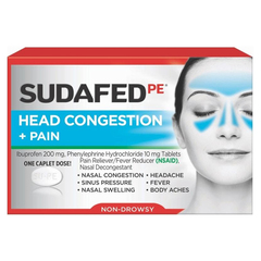Systagenix Sudafed PE Sinus Head Congestion + Pain Non-Drowsy Caplets 20 ct, EA/1