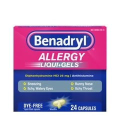 Systagenix Benadryl Dye-Free Allergy Relief, Liqui-gels, 24 capsules, EA/1