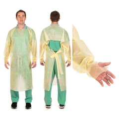 Cardinal Health Non-Surgical Poly-Coated Isoloation Gown, Open-Back, Over-the-Head, Non-Sterile, Yellow, Universal Size, PK/1, CS/100