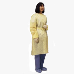 Cardinal Health Non-Surgical Isolation Gown with Elastic Cuff Tape, Non-Sterile, AAMI Level 2, Universal Size, Yellow, CS/100, PK/1