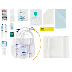 Medline One-Layer Tray with Drain Bag and Silicone-Elastomer Coated Latex Foley Catheter, 14 Fr, 10 mL, EA/1