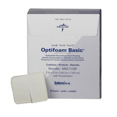 Medline Optifoam Basic Polyurethane Foam Dressing with Fenestration, 3