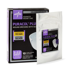 Medline Puracol Plus Ag+ Collagen Wound Dressing with Silver, 2