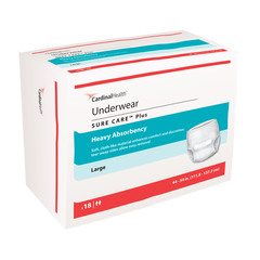Cardinal Health Protective Underwear, Sure Care Plus, Heavy Absorbency, Large, 44