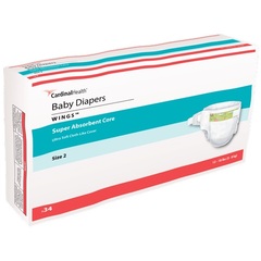 Cardinal Health, Baby Diapers, Wings, Size 2, Small/ Medium, 12 - 18 lbs, EA/1, PK/34