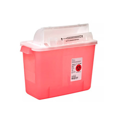 Cardinal Health Monoject SharpStar Safety In-Room Sharps Container Counterbalance Lid, Transparent Red, 2 Gallon, EA/1, CS/10