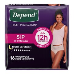 Kimberly-Clark Depend Night Defense Underwear For Women, Overnight Absorbency, Blush, Small, 24