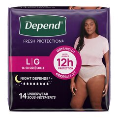 Kimberly-Clark Depend Night Defense Underwear For Women, Overnight Absorbency, Blush, Large, 38