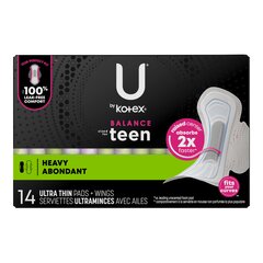 Kimberly-Clark U by Kotex Super Premium Ultra Thin with Wings Teen Pad, PK/1, CS/56