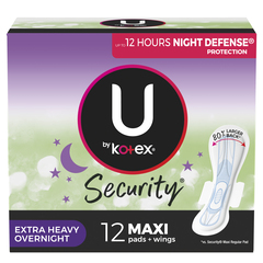 Kimberly-Clark U by Kotex Premium Maxi Extra Heavy Overnight Pad with Wing, PK/1, CS/24