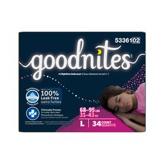 Kimberly-Clark Goodnites Youth Pants for Girls, Large, Giga Pack, Replaces Item 6940534, CS/1