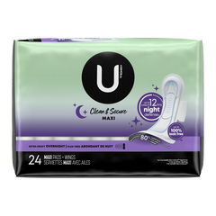 Kimberly-Clark U by Kotex Premium Maxi X-Heavy Overnight with Wing Pad, Security - REPLACES 6951755, PK/1, CS/48