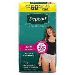 Kimberly-Clark Depend FIT-FLEX Incontinence Underwear for Women, Maximum Absorbency, Medium, Blush, 30 Count, Replaces Item 6947919, PK/1, CS/60