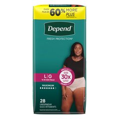 Kimberly-Clark Depend FIT-FLEX Incontinence Underwear for Women, Maximum Absorbency, Large, Blush, 28 Count, Replaces Item 6912537, PK/1, CS/56