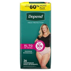 Kimberly-Clark Depend FIT-FLEX Incontinence Underwear for Women, Maximum Absorbency, XL, Blush, 26 Count, Replaces Item 6913406, PK/1, CS/52
