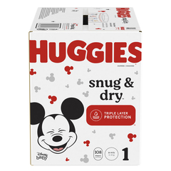 Kimberly-Clark Huggies Snug and Dry Diapers, Size 1, Giga Pack, 108 Ct - Replaces 6951530, CS/1