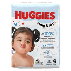 Kimberly-Clark Huggies Snug & Dry Diapers, Jumbo Pack, Size 4, 30 ct - REPLACES 6951472, PK/1, CS/120