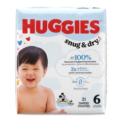 Kimberly-Clark Huggies Snug & Dry Diapers, Jumbo Pack, Size 6, 21 ct - REPLACES 6951470, PK/1, CS/84
