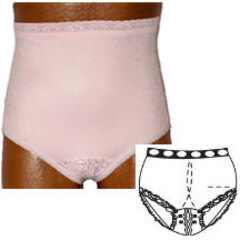 OPTIONS Split-Lace Crotch with Built-In Barrier/Support, Light Yellow, Center Stoma, X-Large 10, Hips 45