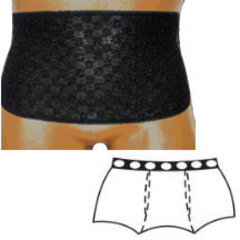 OPTIONS Ladies' Brief with Open Crotch and Built-In Barrier/Support, Black, Center Stoma, Large 8-9, Hips 41
