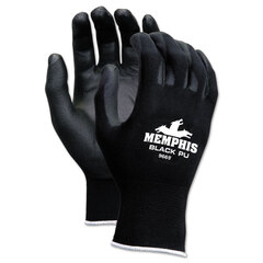 MCR Safety Economy PU Coated Work Gloves, Black, Large, Dozen