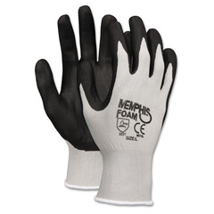 Memphis Glove Economy Foam Nitrile Gloves, Large, Gray/Black, 12 Pairs