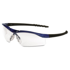 MCR Safety Dallas Wraparound Safety Glasses, Metallic Blue Frame, Clear Anti-Fog Lens