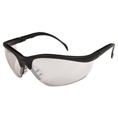 MCR Safety Klondike Safety Glasses, Black Matte Frame, Clear Mirror Lens, 12/Box