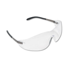 Crews Blackjack Wraparound Safety Glasses, Chrome Plastic Frame, Clear Lens, 12/Box