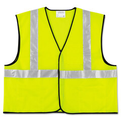 MCR Safety Class 2 Safety Vest, Polyester, Large Fluorescent Lime with Silver Stripe