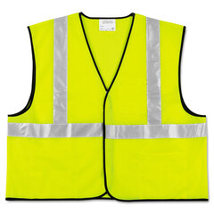 MCR Safety Class 2 Safety Vest, Polyester, 2X-Large, Fluorescent Lime with Silver Stripe