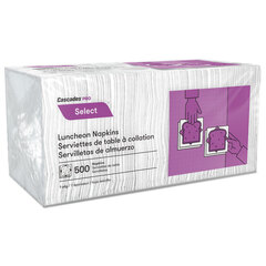 Cascades Pro North River Luncheon Napkins, 1 Ply, 11 1/4 x 12 1/2, White, 500/Pk, 6000/Crtn