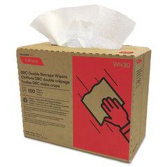 Cascades Pro Double Recrepe Wipers, 9 3/4 x 16 1/2, White, 100/Box, 8 Box/Carton